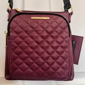 Steve Madden Quilted Burgundy Crossbody Bag Gold Hardware